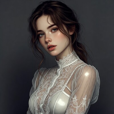 Woman in lace blouse portrait