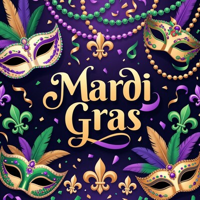 Mardi Gras Masks and Beads