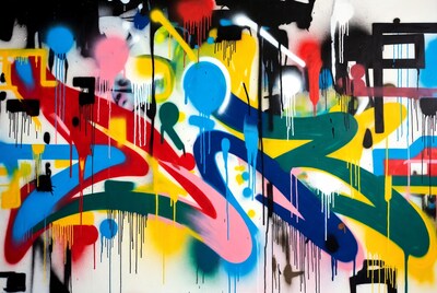 Colorful Abstract Graffiti Spray Paint Art
