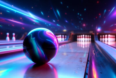 Neon Bowling Ball on Lane