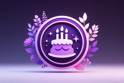 Purple Birthday Cake with Candles