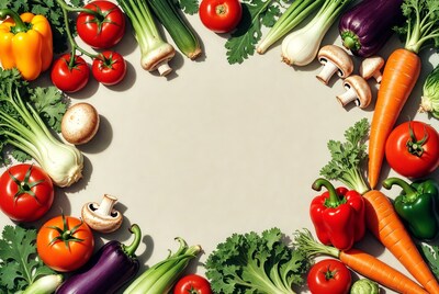 Fresh vegetables arranged in circle
