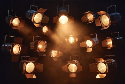 Spotlights Hanging with Beams and Fog
