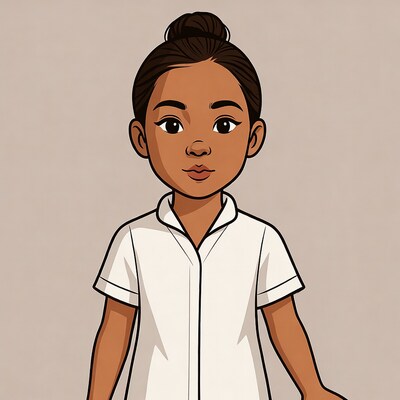 Asian girl in white shirt illustration