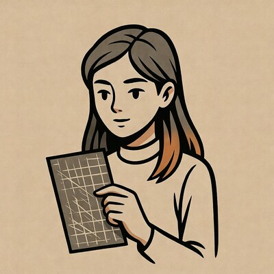 Asian girl holding crossword puzzle