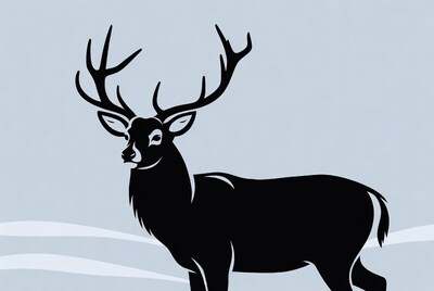 Black silhouette deer with antlers