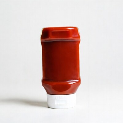 Ketchup bottle on white background