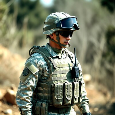 Soldier in camouflage gear outdoors