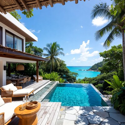 Infinity Pool Overlooking Tropical Ocean