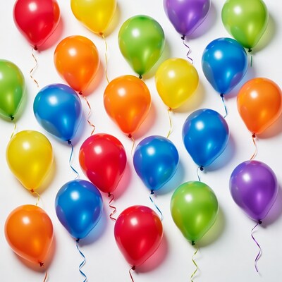 Colorful Balloons on White Background