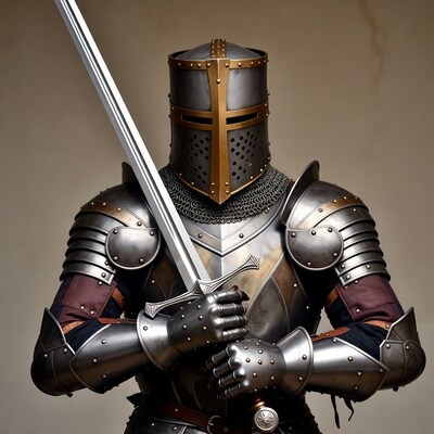 Knight holding sword in armor