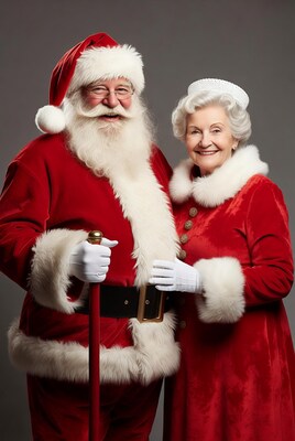 Smiling Santa Claus and Mrs Claus