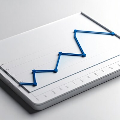 Blue line graph on white chart