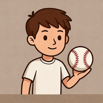 Boy holding baseball illustration