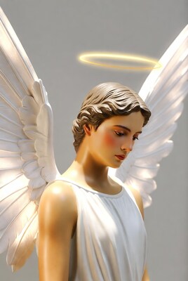 Female Angel Statue with Wings and Halo