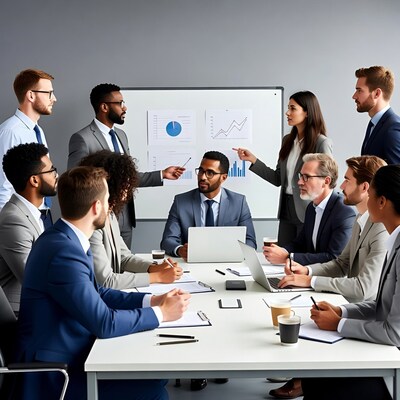 Diverse team in business meeting
