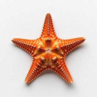 Orange starfish on white background