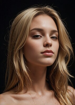 Blonde woman close-up portrait