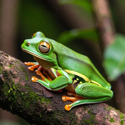 Red-eyed tree frog on branch