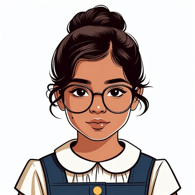 Asian girl with glasses and bun