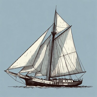 Sailing Ship with Full Sails