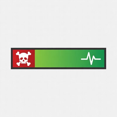 Health Status Bar with Skull and Heartbeat