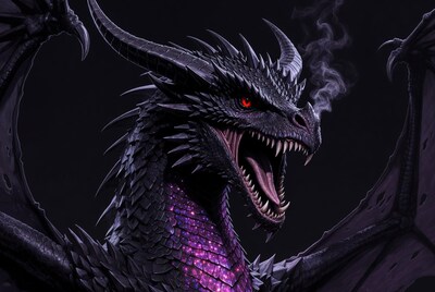 Roaring Black Dragon Closeup