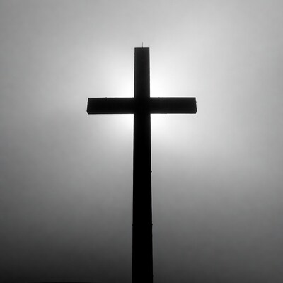 Silhouetted Cross with Sunlight