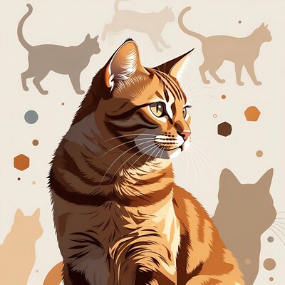 Orange Tabby Cat with Shadows