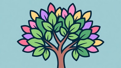 Colorful Rainbow Tree Illustration