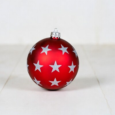 Red Christmas ornament with silver stars