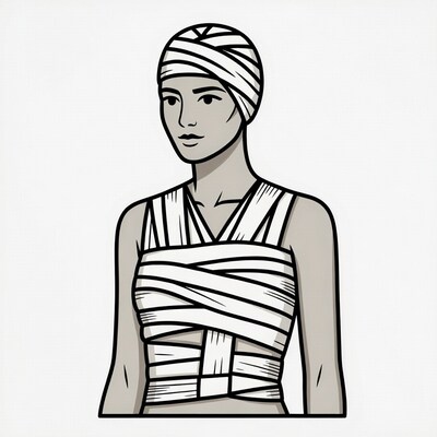 Woman wrapped in bandages illustration