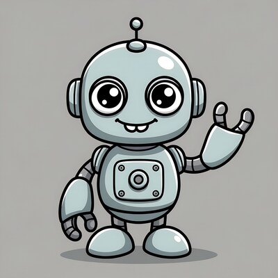 Cartoon robot waving hello