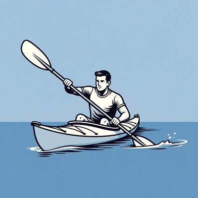 Man kayaking with paddle