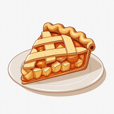 Apple Pie Slice on Plate