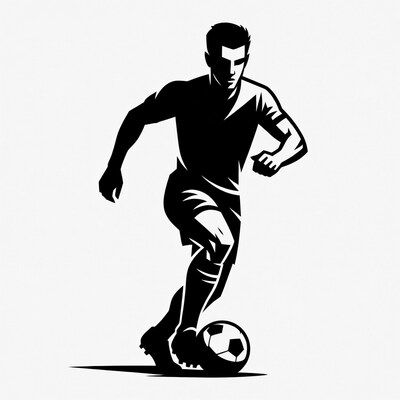 Man dribbling soccer ball silhouette