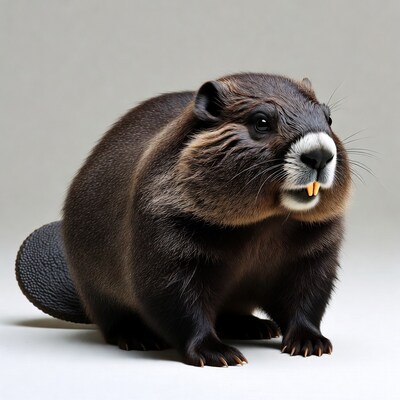 Brown beaver with orange teeth