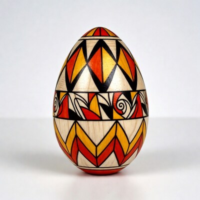 Colorful Geometric Wooden Easter Egg