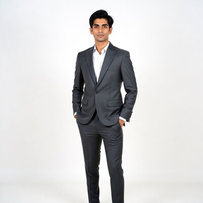 Indian man in gray suit