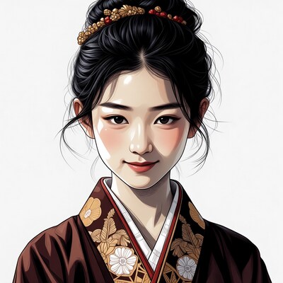 Asian woman in kimono portrait