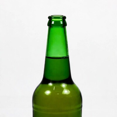 Green glass beer bottle