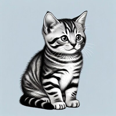 Cute tabby kitten sitting