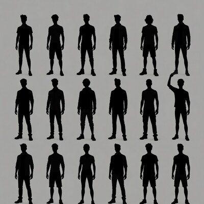 Male and Female Silhouette Poses Collection