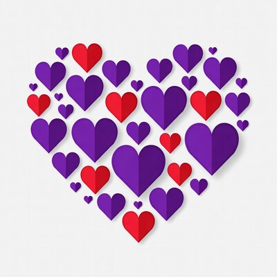 Purple and Red Paper Hearts Heart Shape
