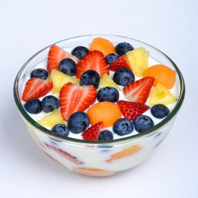 Fruit Yogurt Parfait in Glass Bowl