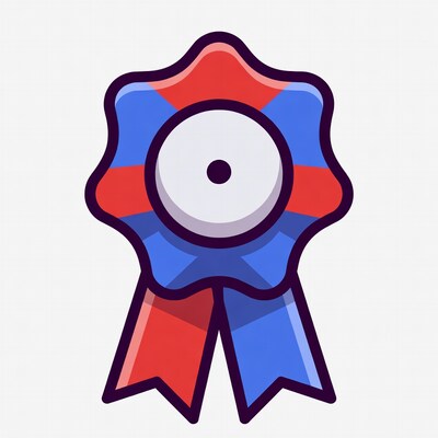Red Blue Ribbon Badge Icon