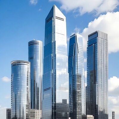 Modern Skyscrapers Against Blue Sky