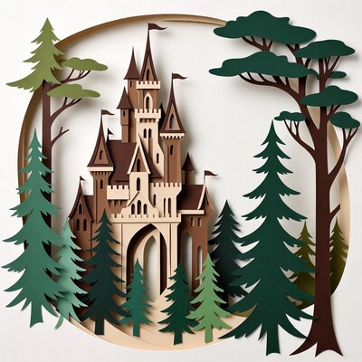 Paper Cut Castle in Forest Circle