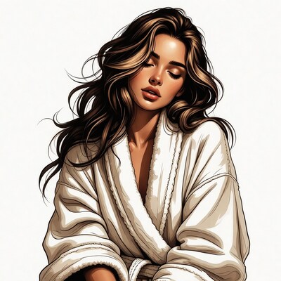 Beautiful woman in white robe