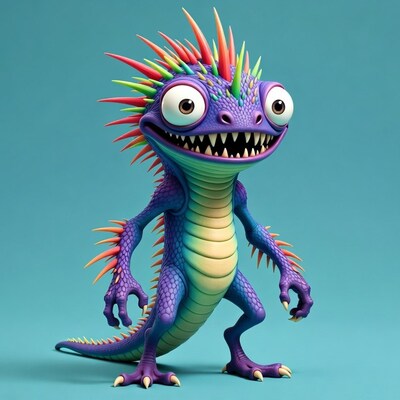Cartoon lizard with spiky crest